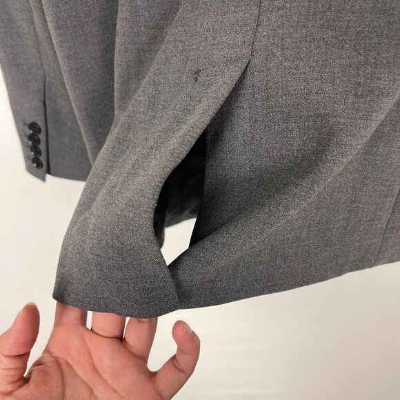 NWT Banana Republic Double Weave Asymmetrical Blazer Size 12 Gray Stretch Womens - Picture 6 of 14